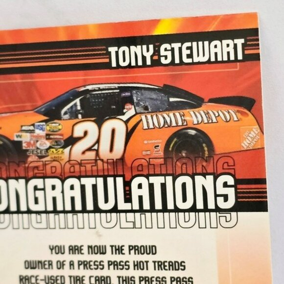 Nascar Tony Stewart Insert Trading Card Press Pass Hot Treads 2005 Race Tire - Picture 8 of 13